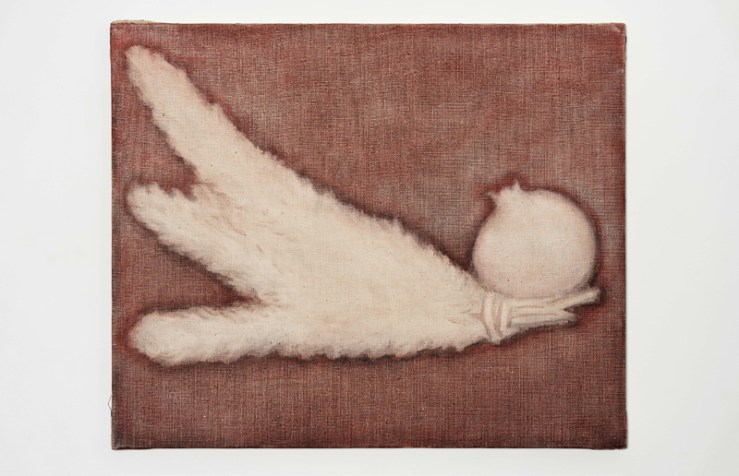 1980 (circa) Bouquet de romarin avec une grenade, Huile sur toile 46 x 38 cm